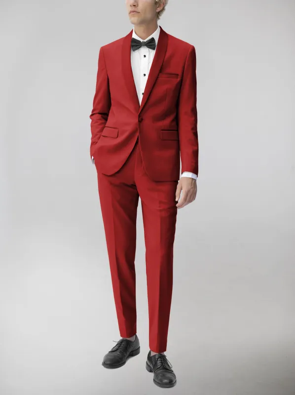 Red Tuxedo with Shawl Lapel for Prom sold by Alain Dupetit
