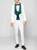White with Green Wide Shawl Lapel Tuxedo for Prom sold by Alain Dupetit