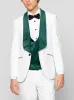 White with Green Wide Shawl Lapel Tuxedo for Prom sold by Alain Dupetit