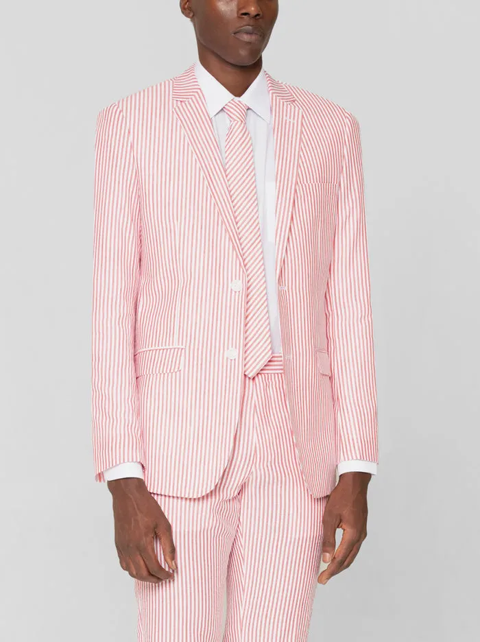 Red & White Seersucker Two Button Suit (Open Box) sold by Alain Dupetit product image thumbnail 3