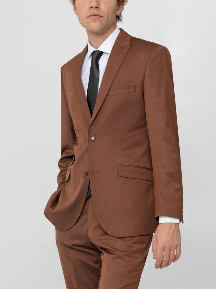Rust Birdseye Two Button Peak Lapel Ticket Pocket Suit sold by Alain Dupetit product image thumbnail 3