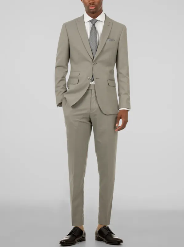 London Fog Grey Two Button Peak Lapel Ticket Pocket Suit sold by Alain Dupetit
