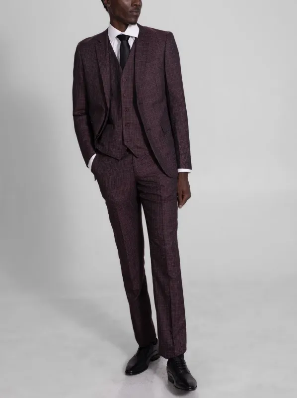 Black & Red Micro-Plaid Three Piece Suit (Open Box) sold by Alain Dupetit