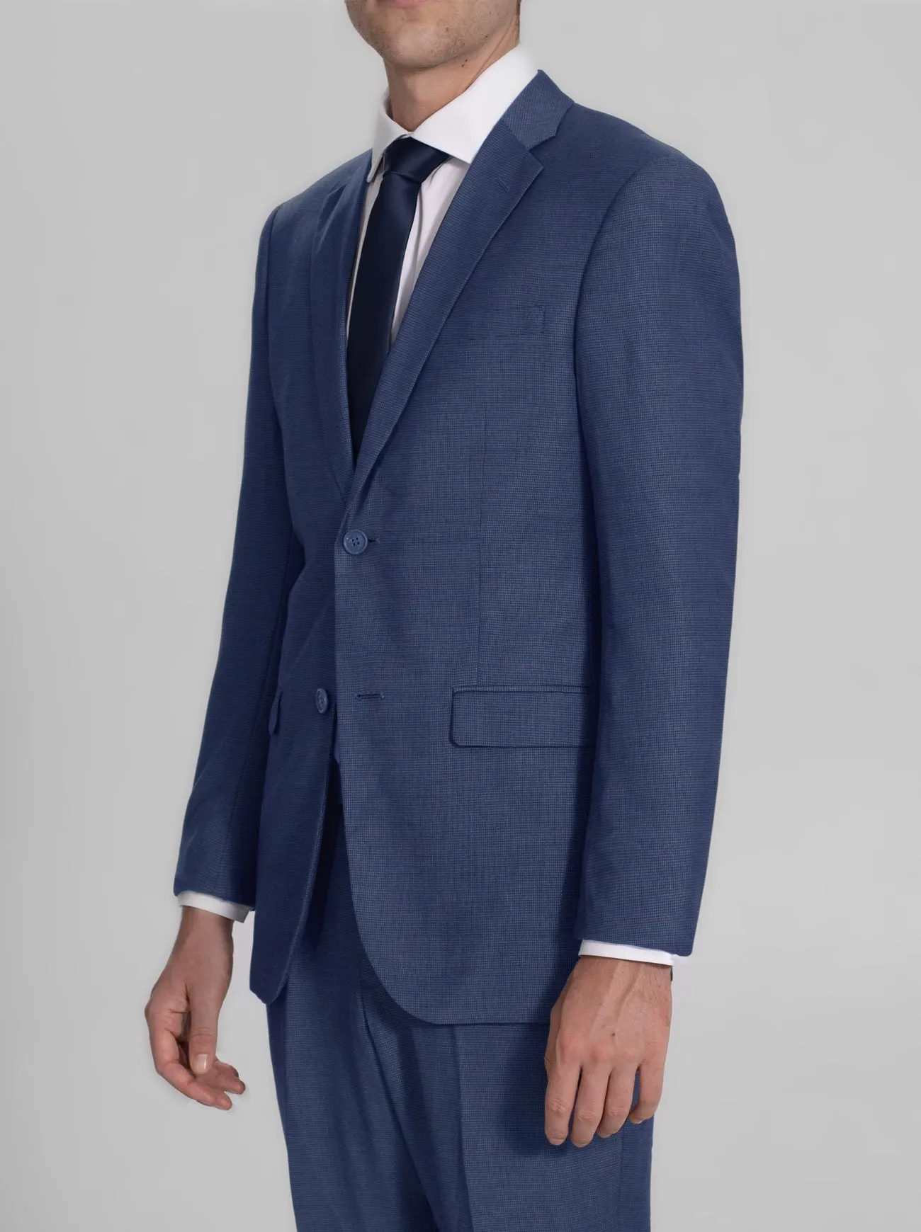 Blue & White Micro-Check Two Button Suit (Open Box) sold by Alain Dupetit product image thumbnail 2