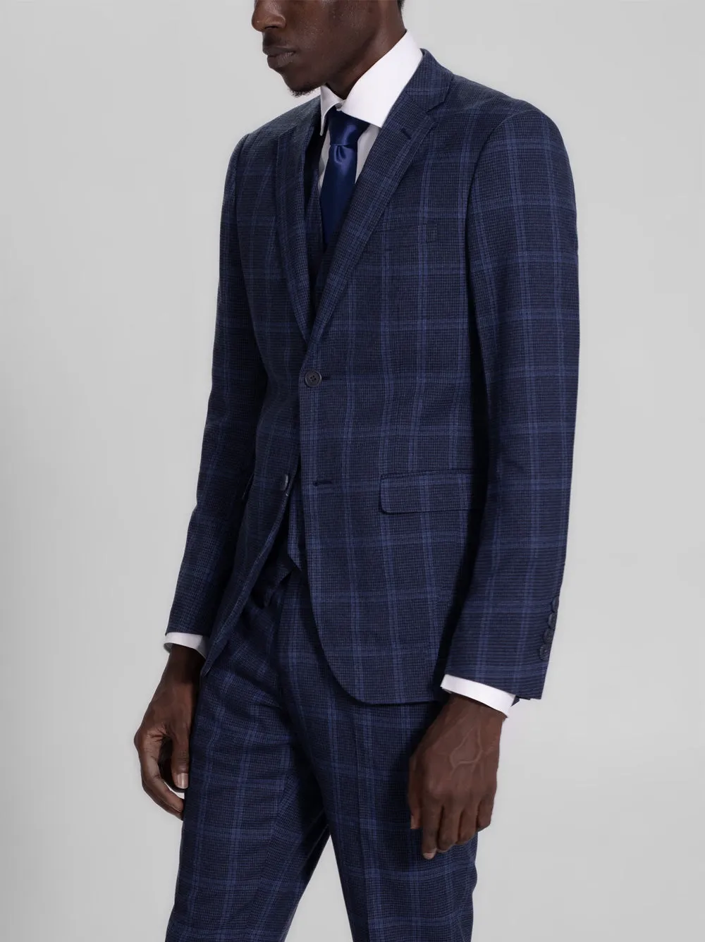 Midnight Blue Plaid Three Piece Suit (Open Box) sold by Alain Dupetit product image thumbnail 2