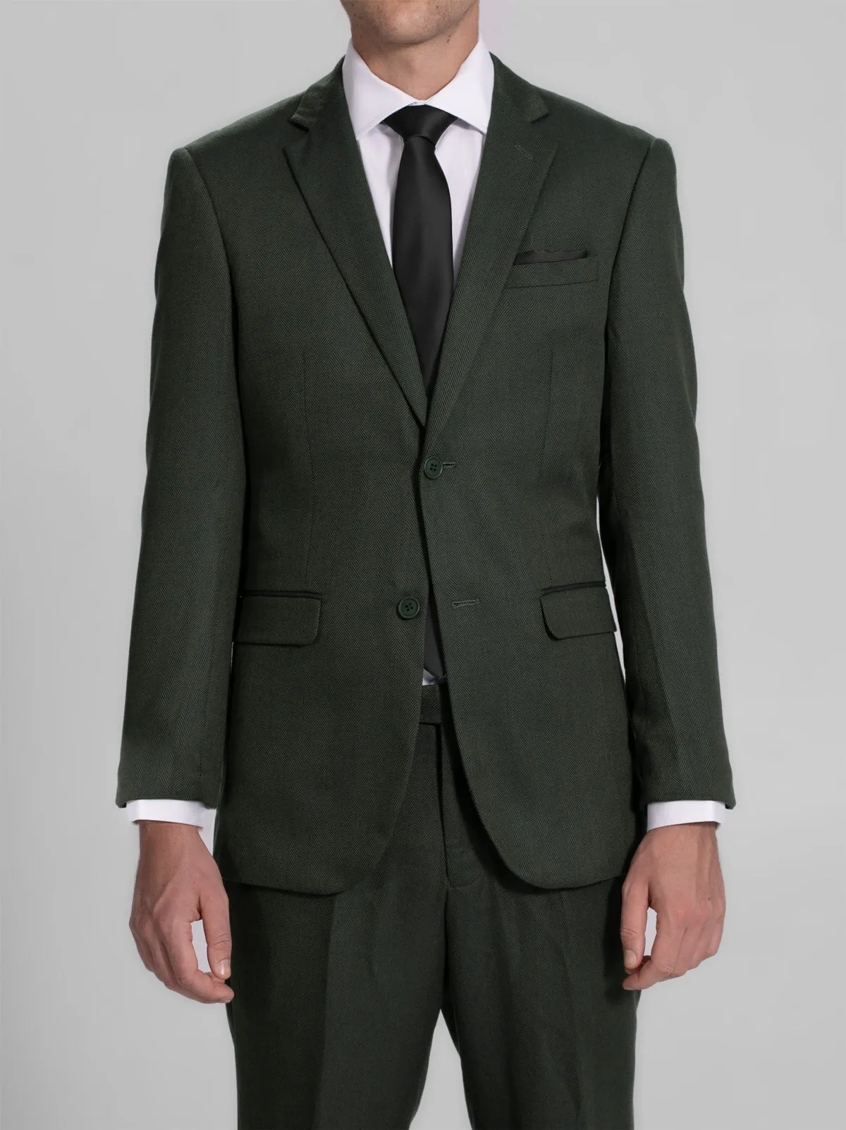 Pine Green Herringbone Two Button Suit (Open Box) sold by Alain Dupetit product image thumbnail 3