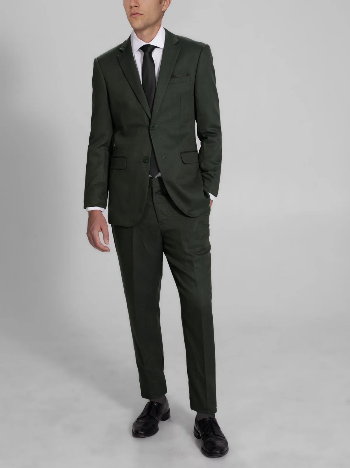Pine Green Herringbone Two Button Suit (Open Box) sold by Alain Dupetit