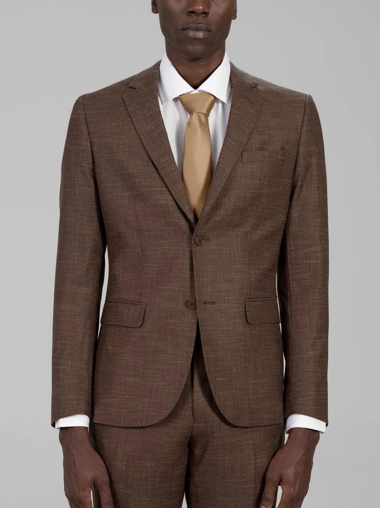 Ash Brown Woven Two Button Suit sold by Alain Dupetit product image thumbnail 2