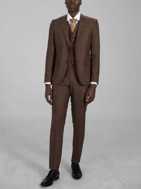 Ash Brown Woven Three Piece Suit sold by Alain Dupetit