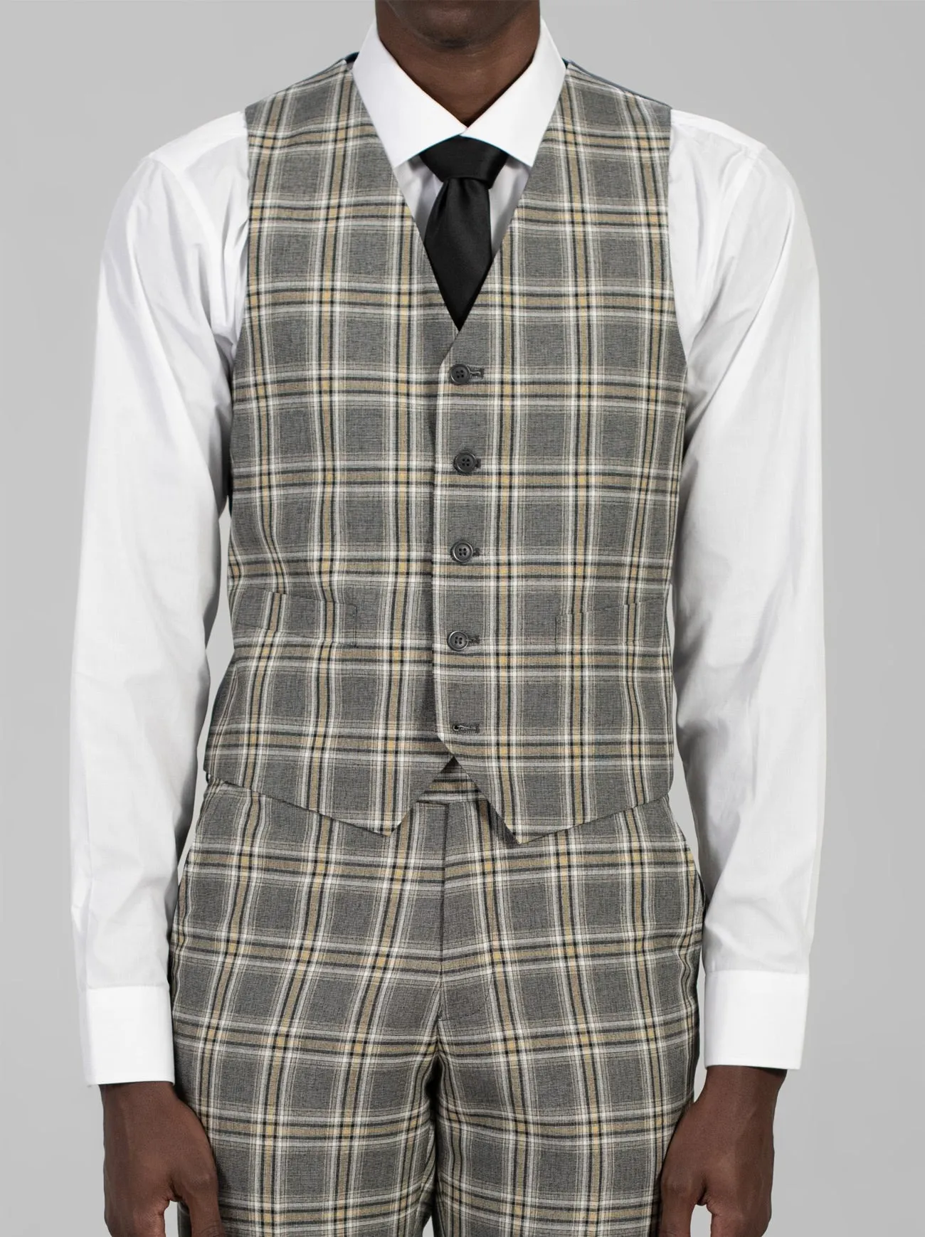 Charcoal & Canary Plaid Three Piece Suit sold by Alain Dupetit product image thumbnail 5