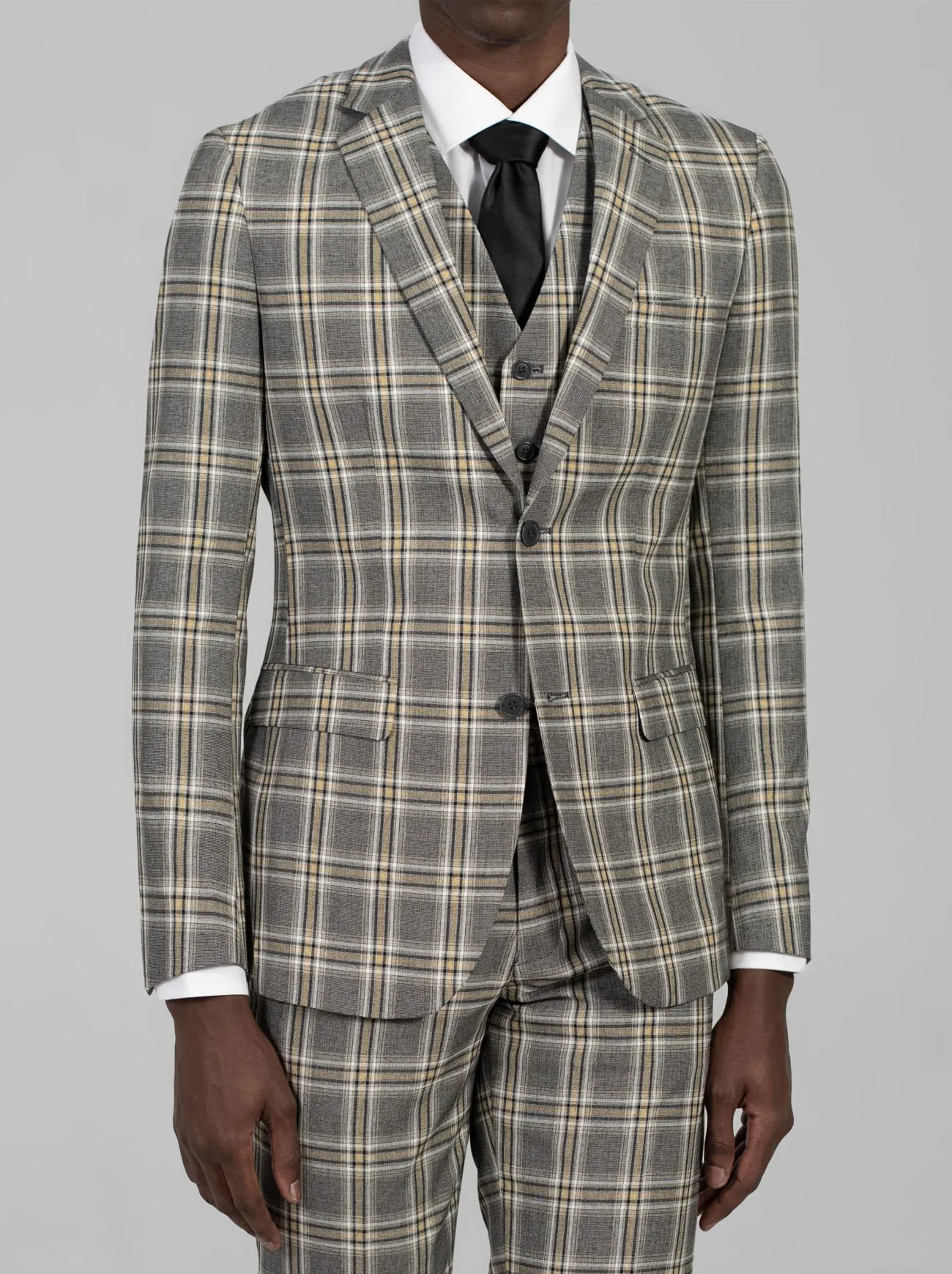 Charcoal & Canary Plaid Three Piece Suit sold by Alain Dupetit product image thumbnail 3
