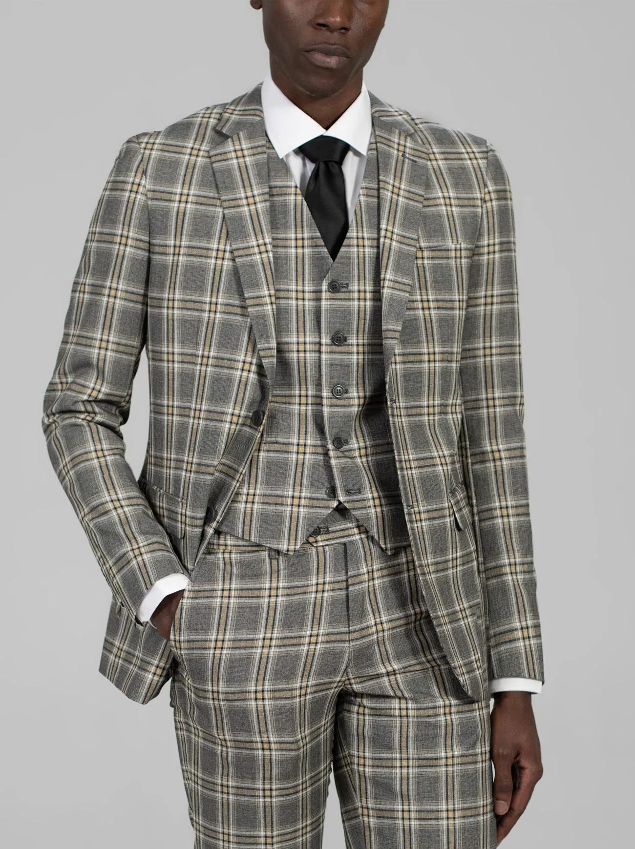 Charcoal & Canary Plaid Three Piece Suit sold by Alain Dupetit product image thumbnail 2