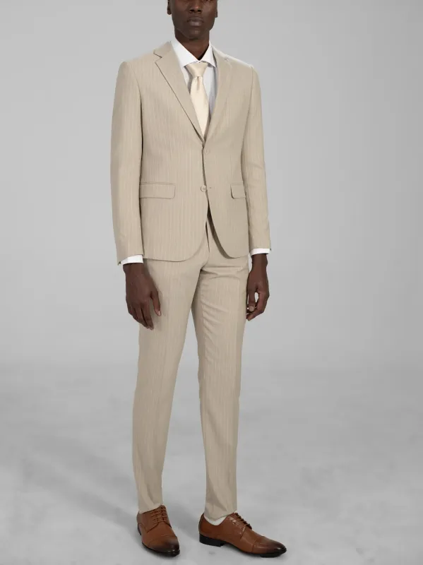 Tan Pinstripe Two Button Suit sold by Alain Dupetit
