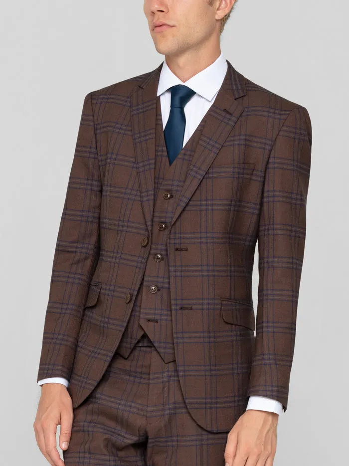 Slate Brown & Blue Plaid Three Piece Suit sold by Alain Dupetit product image thumbnail 2