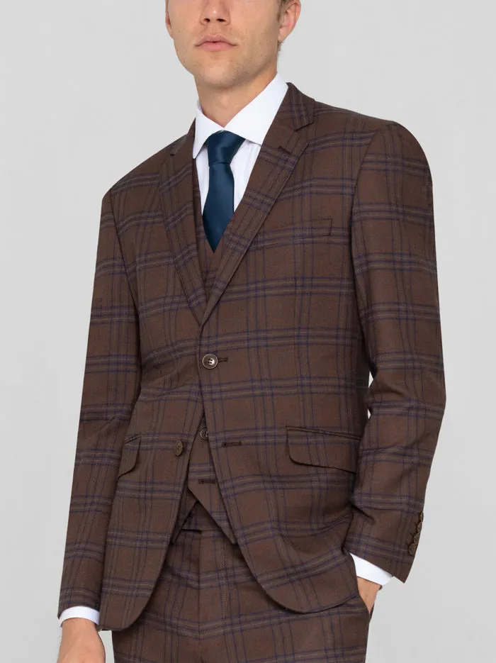 Slate Brown & Blue Plaid Three Piece Suit sold by Alain Dupetit product image thumbnail 3