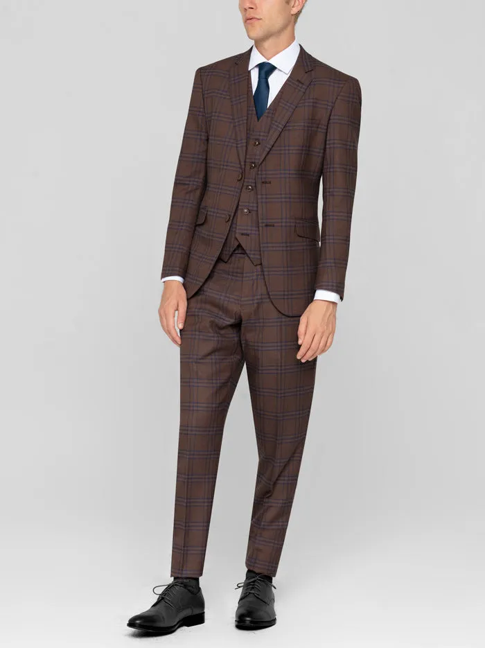 Slate Brown & Blue Plaid Three Piece Suit sold by Alain Dupetit