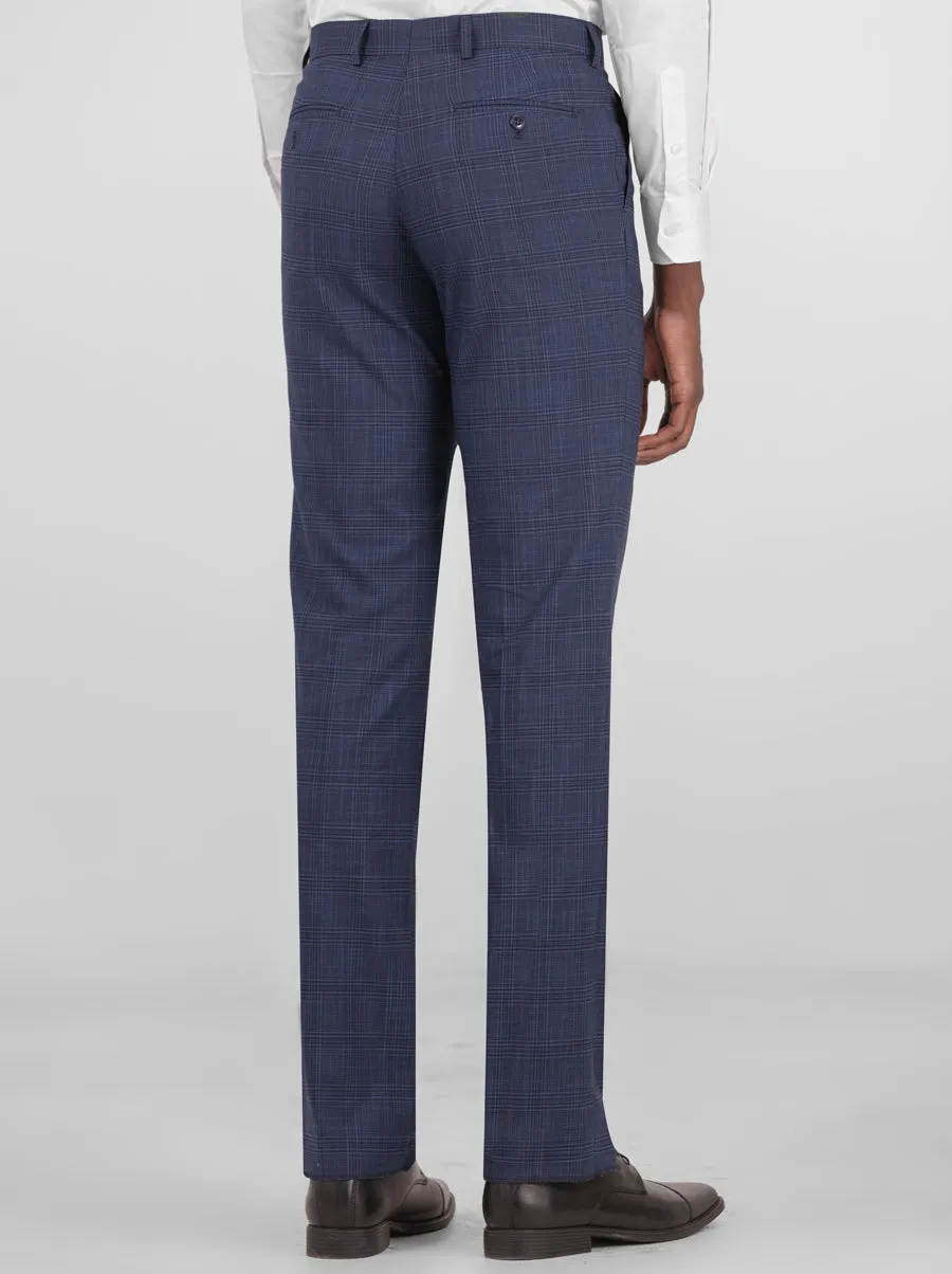 Dark Blue Plaid Two Button Peak Lapel Suit sold by Alain Dupetit product image thumbnail 5