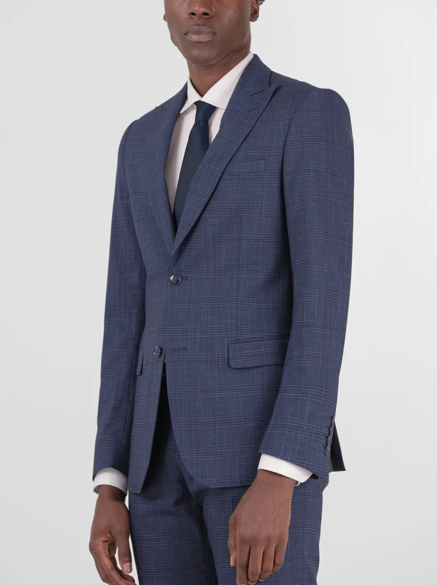 Dark Blue Plaid Two Button Peak Lapel Suit sold by Alain Dupetit product image thumbnail 2