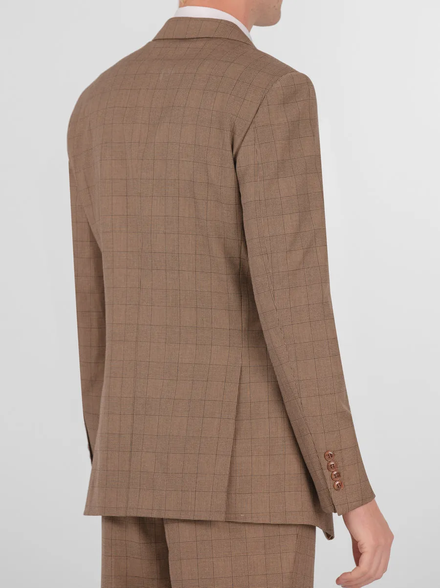 Tan Plaid Two Button Peak Lapel Suit sold by Alain Dupetit product image thumbnail 3