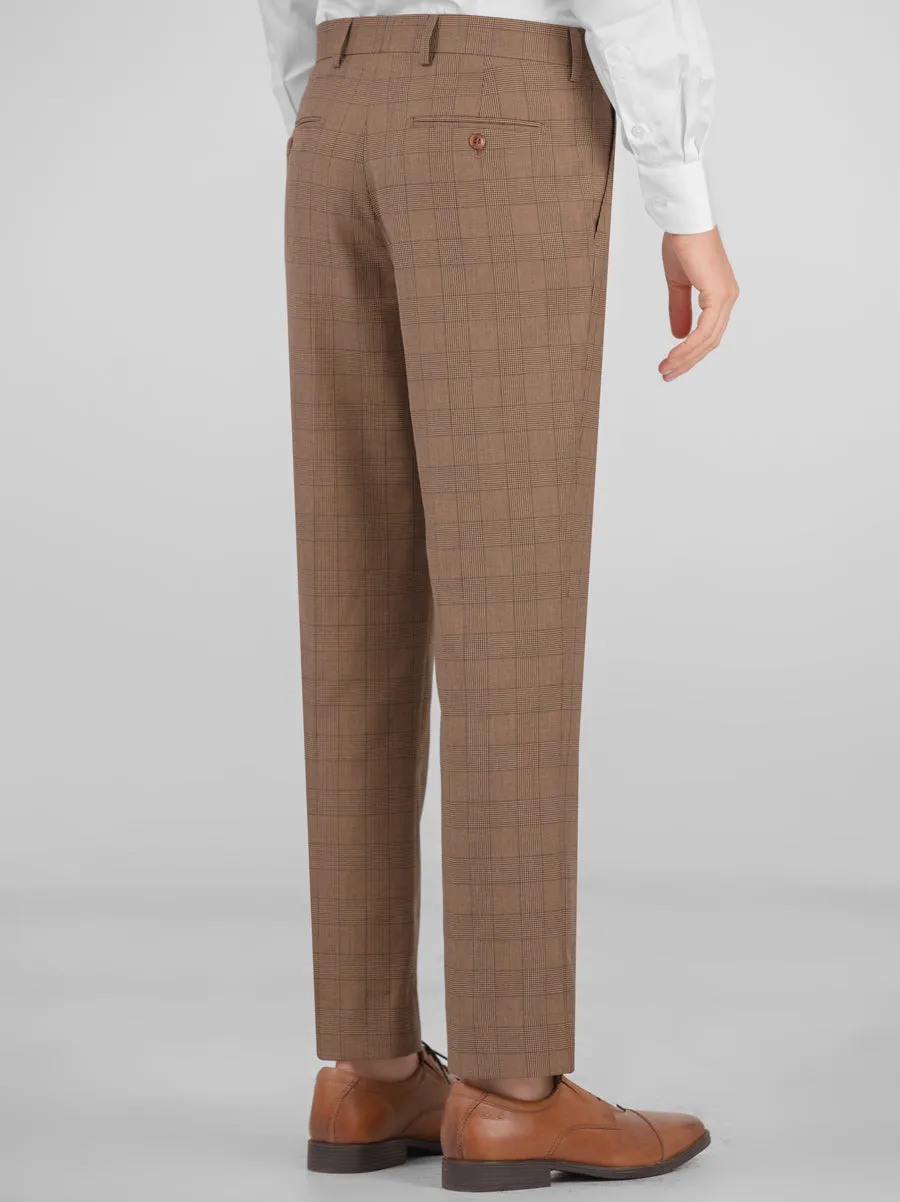 Tan Plaid Two Button Peak Lapel Suit sold by Alain Dupetit product image thumbnail 5