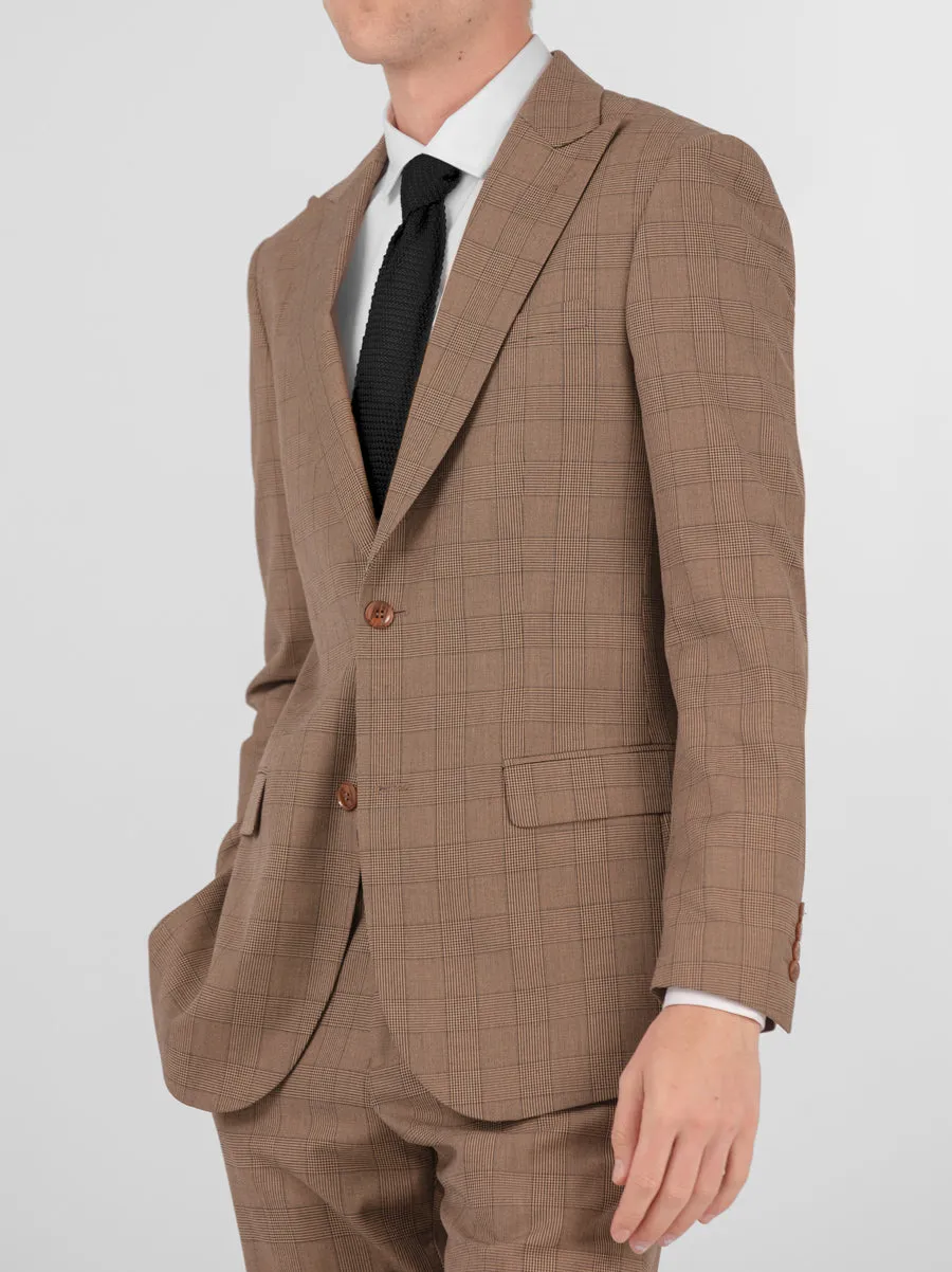 Tan Plaid Two Button Peak Lapel Suit sold by Alain Dupetit product image thumbnail 2