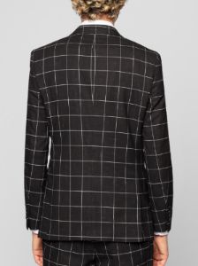 Black & White Windowpane Three Piece Peak Lapel Ticket Pocket Suit sold by Alain Dupetit