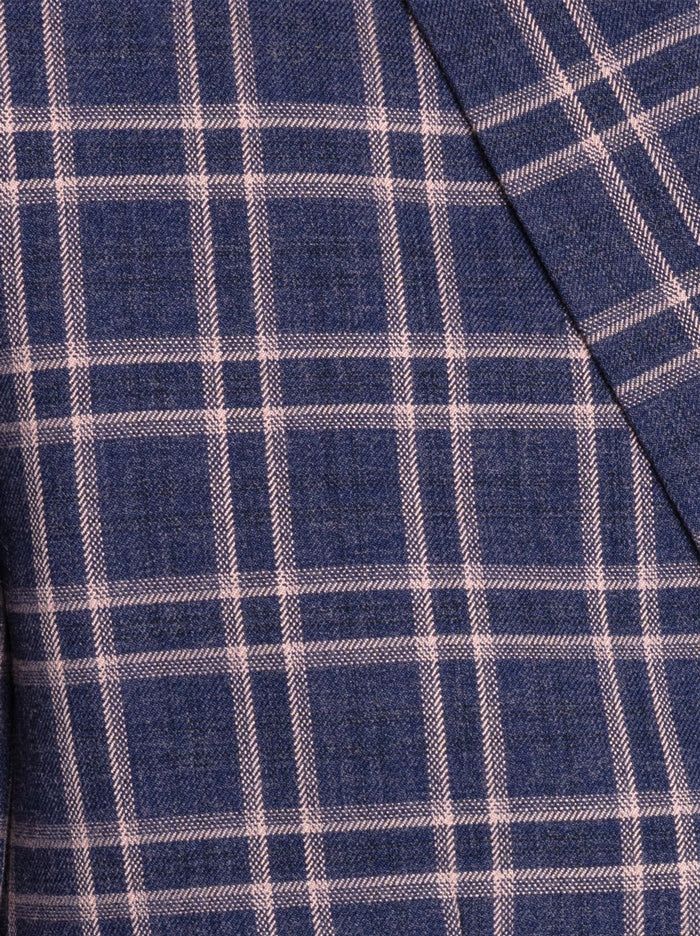Blue & Rose Plaid Two Button Peak Lapel Ticket Pocket Suit sold by Alain Dupetit product image thumbnail 3