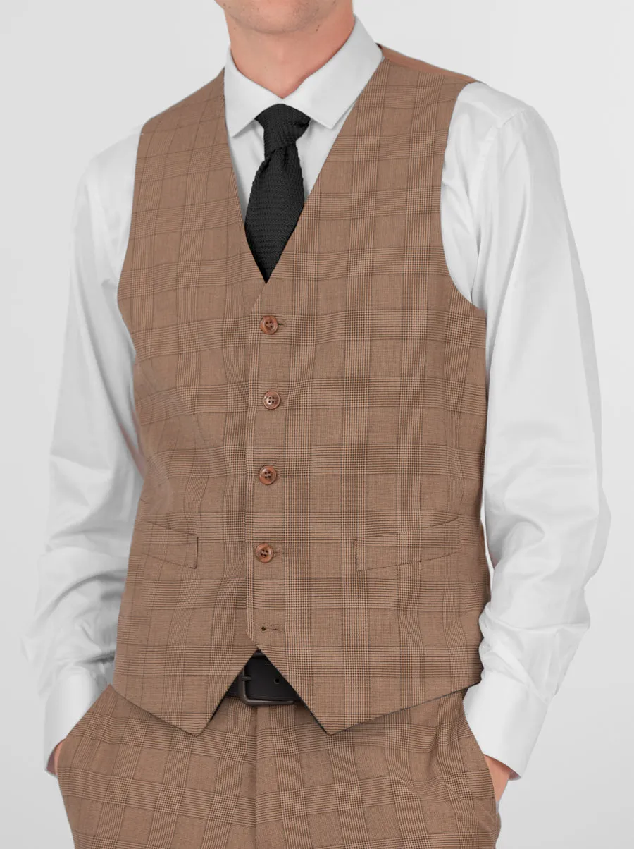 Tan Plaid Three Piece Peak Lapel Suit sold by Alain Dupetit product image thumbnail 3
