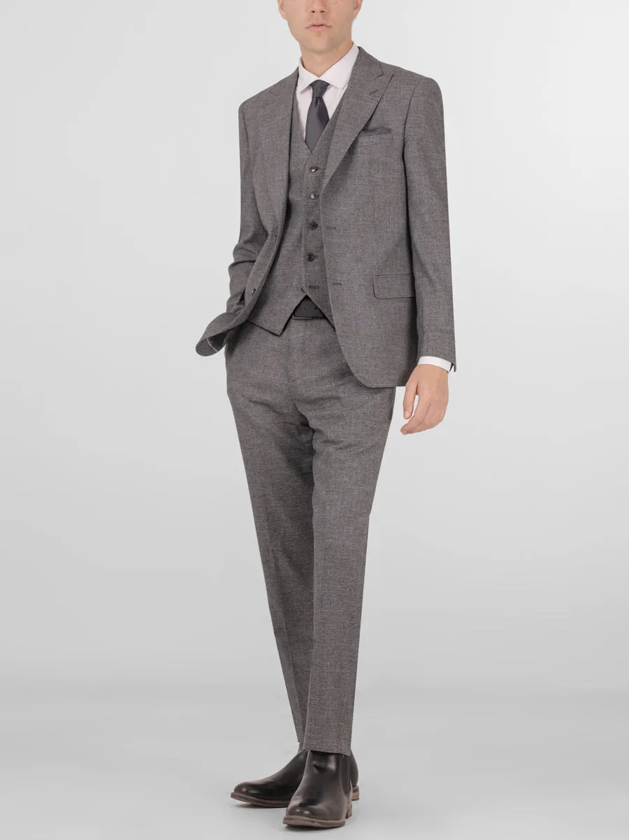 Grey Sharkskin Three Piece Peak Lapel Suit sold by Alain Dupetit