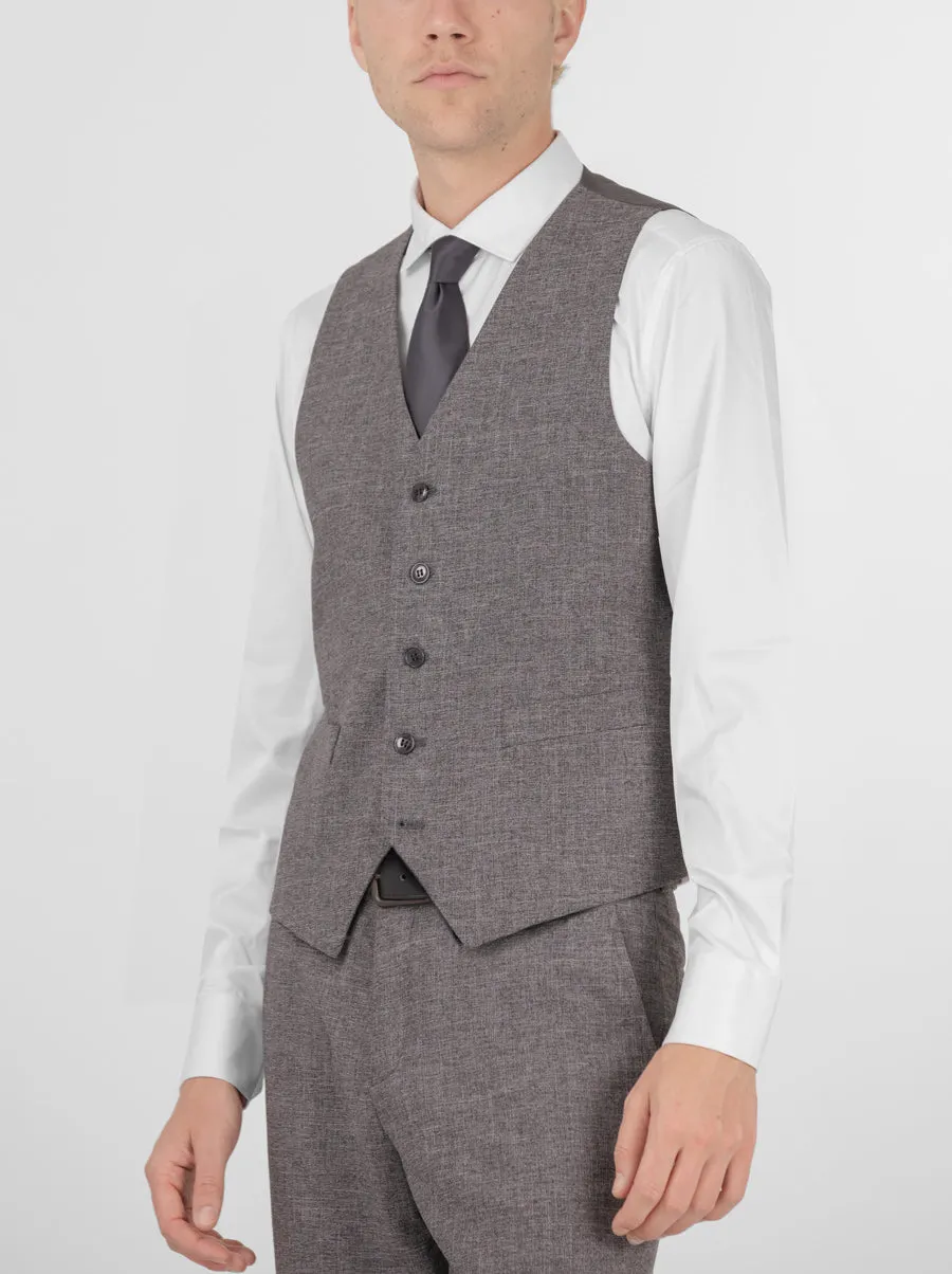 Grey Sharkskin Three Piece Peak Lapel Suit sold by Alain Dupetit product image thumbnail 4