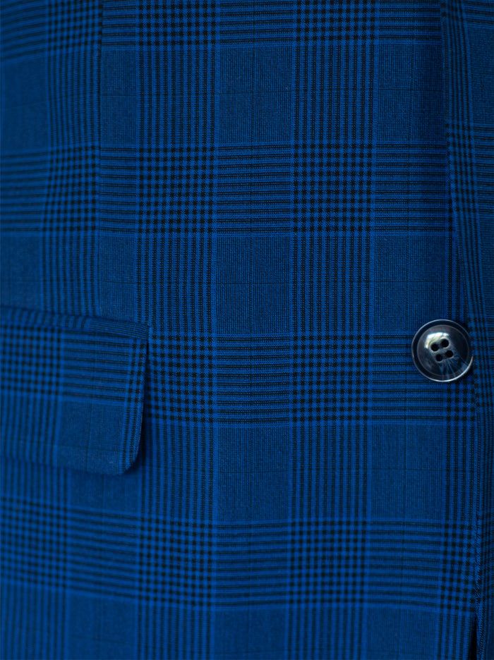 Blue Glen Plaid Three Piece Peak Lapel Ticket Pocket Suit sold by Alain Dupetit product image thumbnail 4