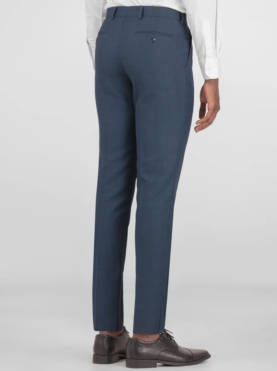 Teal Birdseye Windowpane Three Piece Peak Lapel Suit sold by Alain Dupetit product image thumbnail 5