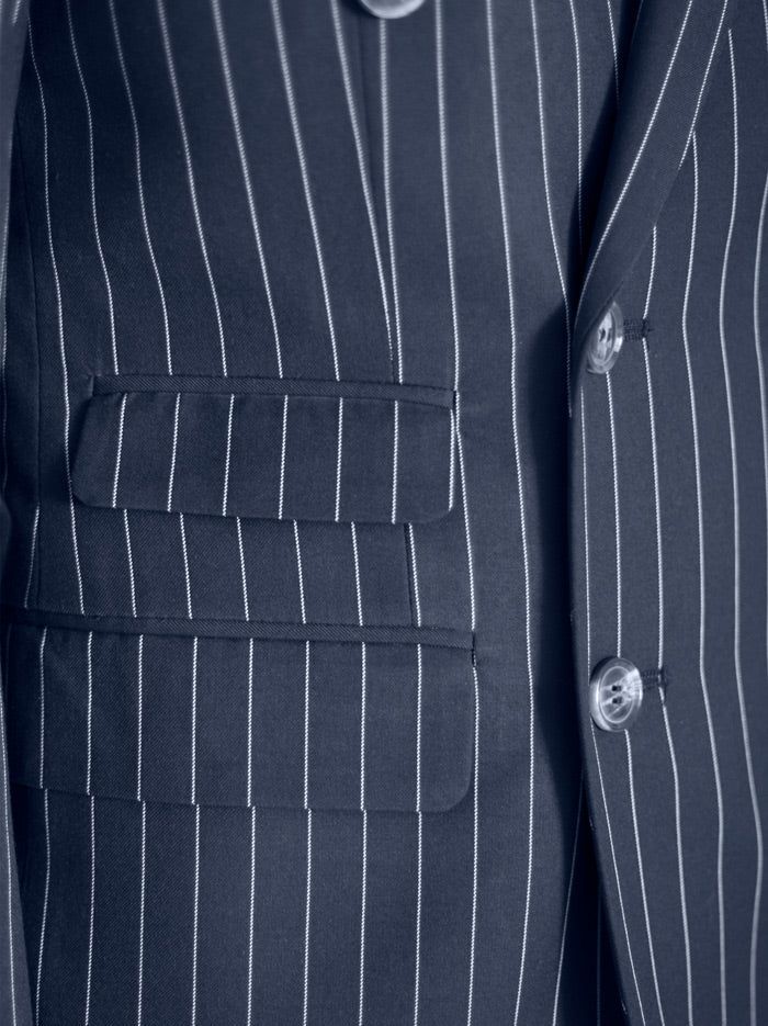 Navy Blue Pinstripe Double Breasted Ticket Pocket Suit (Clearance) sold by Alain Dupetit product image thumbnail 5