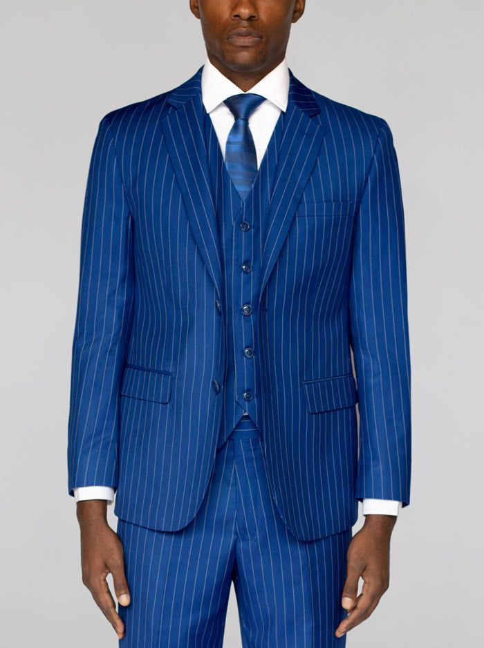 Medium Blue Pinstripe Three Piece Suit sold by Alain Dupetit product image thumbnail 2