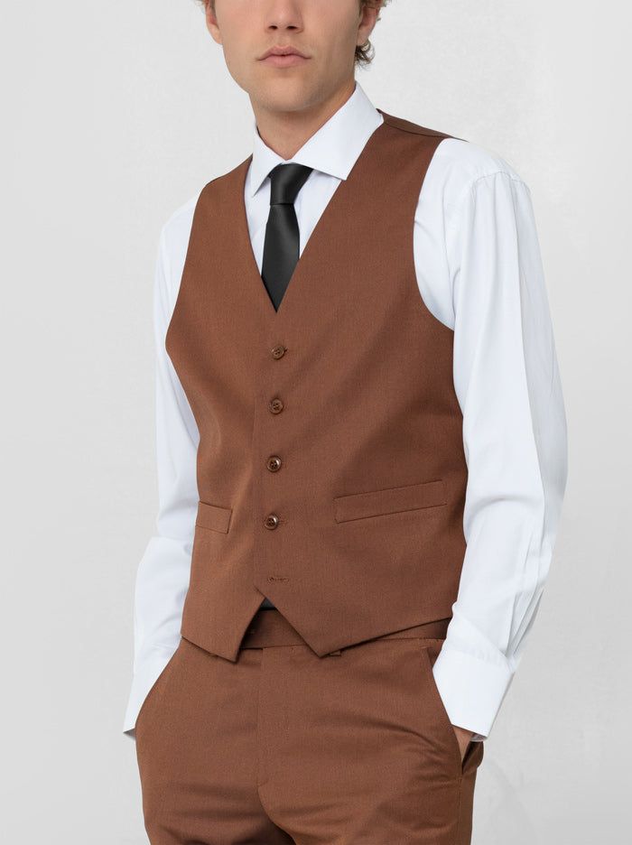 Rust Birdseye Three Piece Peak Lapel Ticket Pocket Suit (Clearance) sold by Alain Dupetit product image thumbnail 4