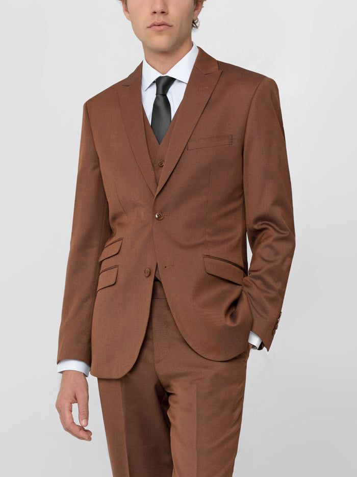 Rust Birdseye Three Piece Peak Lapel Ticket Pocket Suit (Clearance) sold by Alain Dupetit product image thumbnail 3