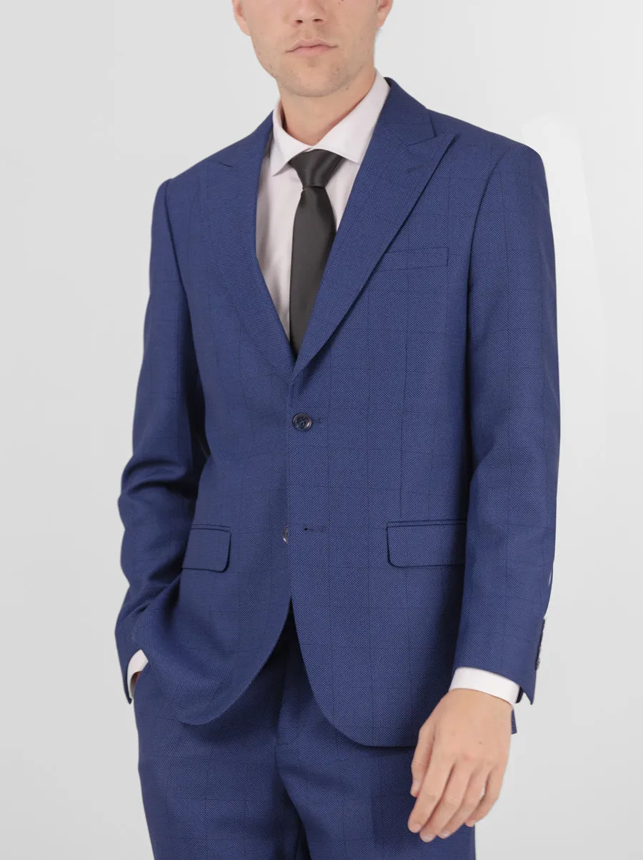 Royal Blue Birdseye Windowpane Two Button Peak Lapel Suit sold by Alain Dupetit product image thumbnail 2