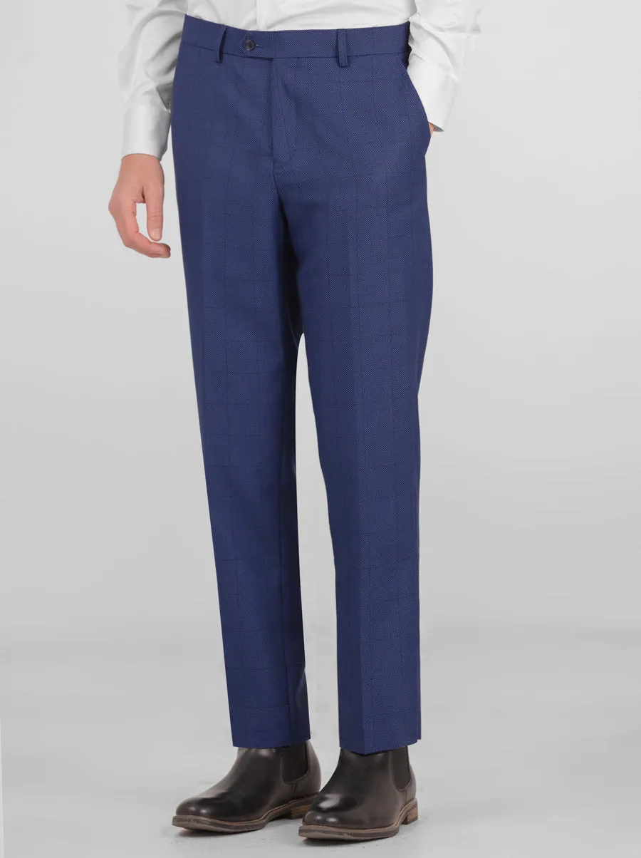 Royal Blue Birdseye Windowpane Two Button Peak Lapel Suit sold by Alain Dupetit product image thumbnail 4