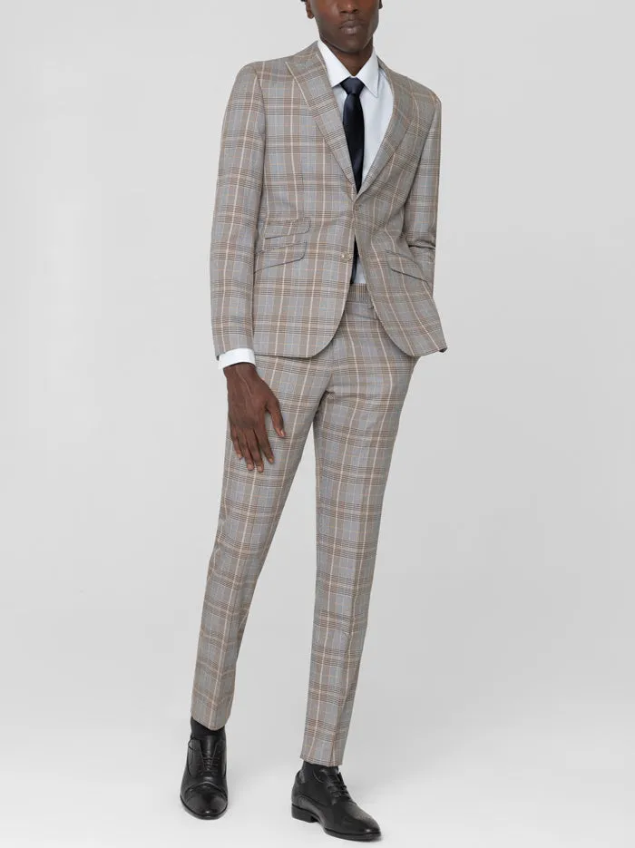Black & Camel Glen Plaid Two Button Peak Lapel Ticket Pocket Suit sold by Alain Dupetit