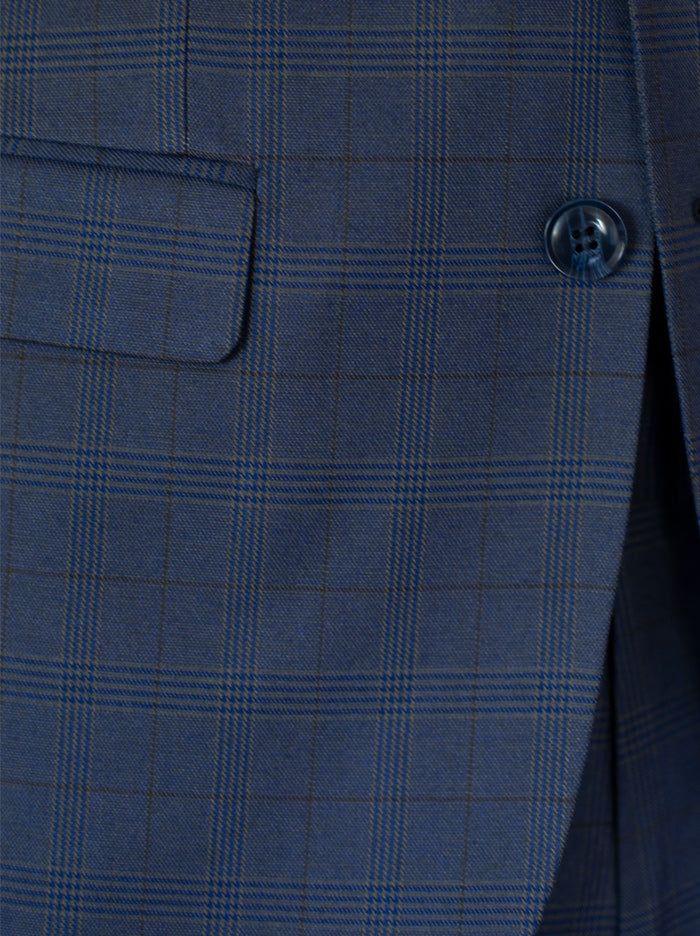 Navy Blue Plaid Three Piece Double Breasted Vest Suit sold by Alain Dupetit product image thumbnail 5