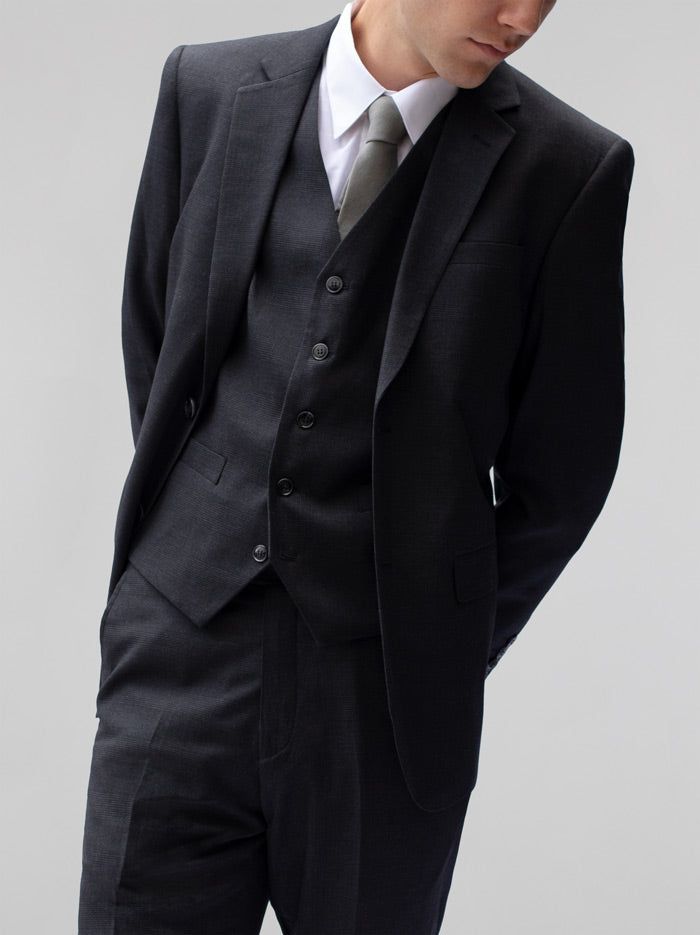 Dark Stone Grey Plaid Three Piece Suit sold by Alain Dupetit product image thumbnail 2