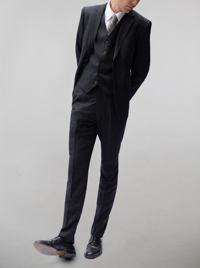 Dark Stone Grey Plaid Three Piece Suit sold by Alain Dupetit