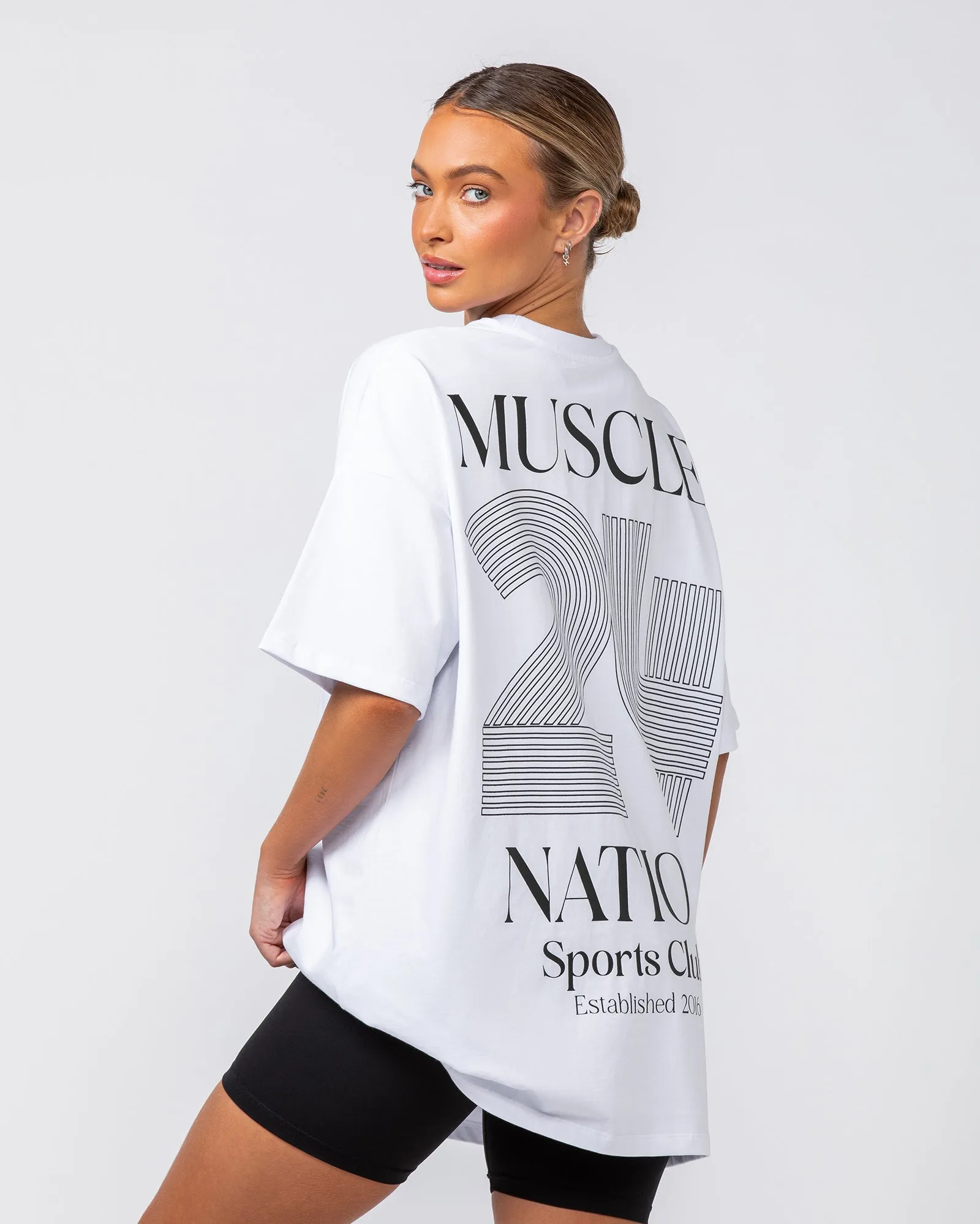 College Oversized Tee - White sold by Muscle Nation