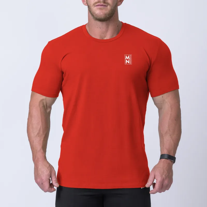 Box Logo Casual Tee - Red / White sold by Muscle Nation