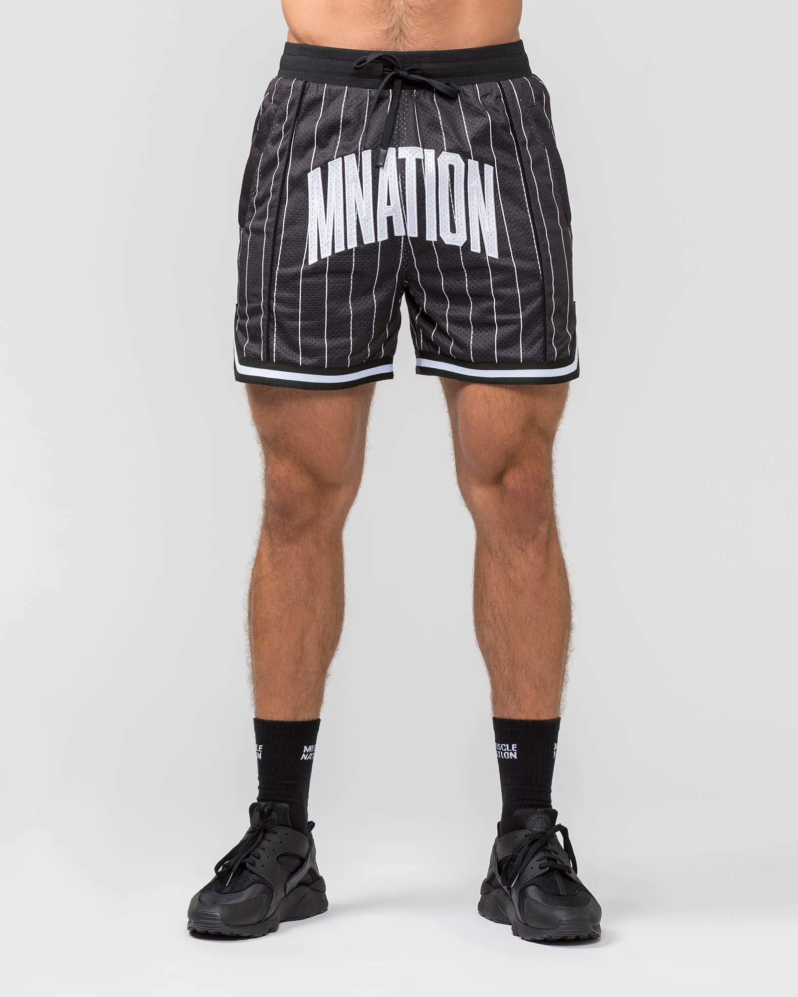 Fadeaway 5'' Basketball Shorts - Black Pinstripe sold by Muscle Nation product image thumbnail 2