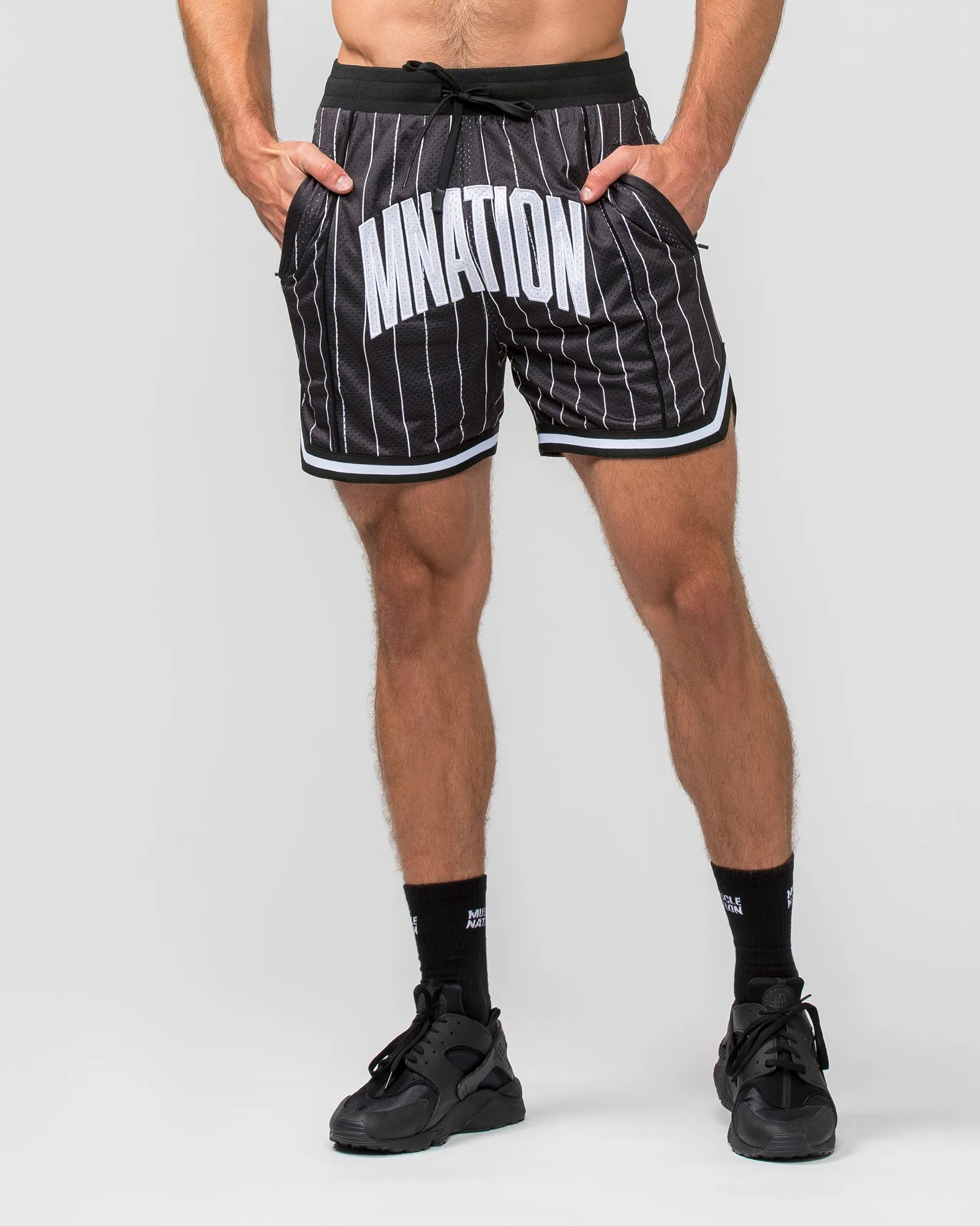 Fadeaway 5'' Basketball Shorts - Black Pinstripe sold by Muscle Nation