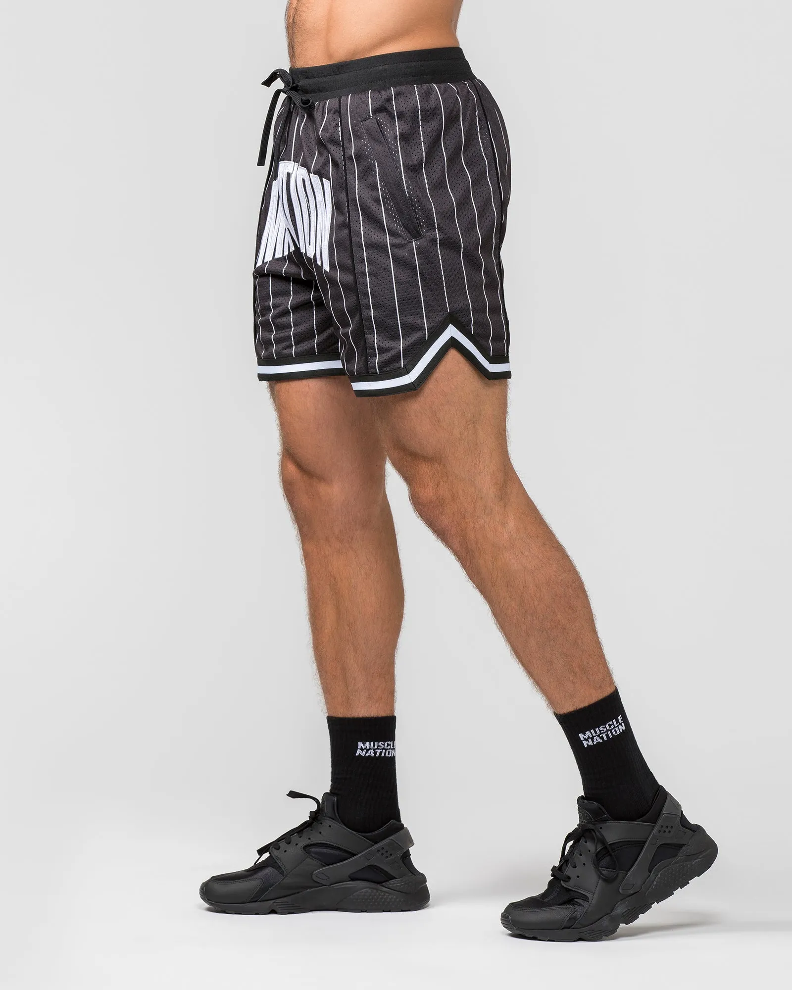 Fadeaway 5'' Basketball Shorts - Black Pinstripe sold by Muscle Nation product image thumbnail 3
