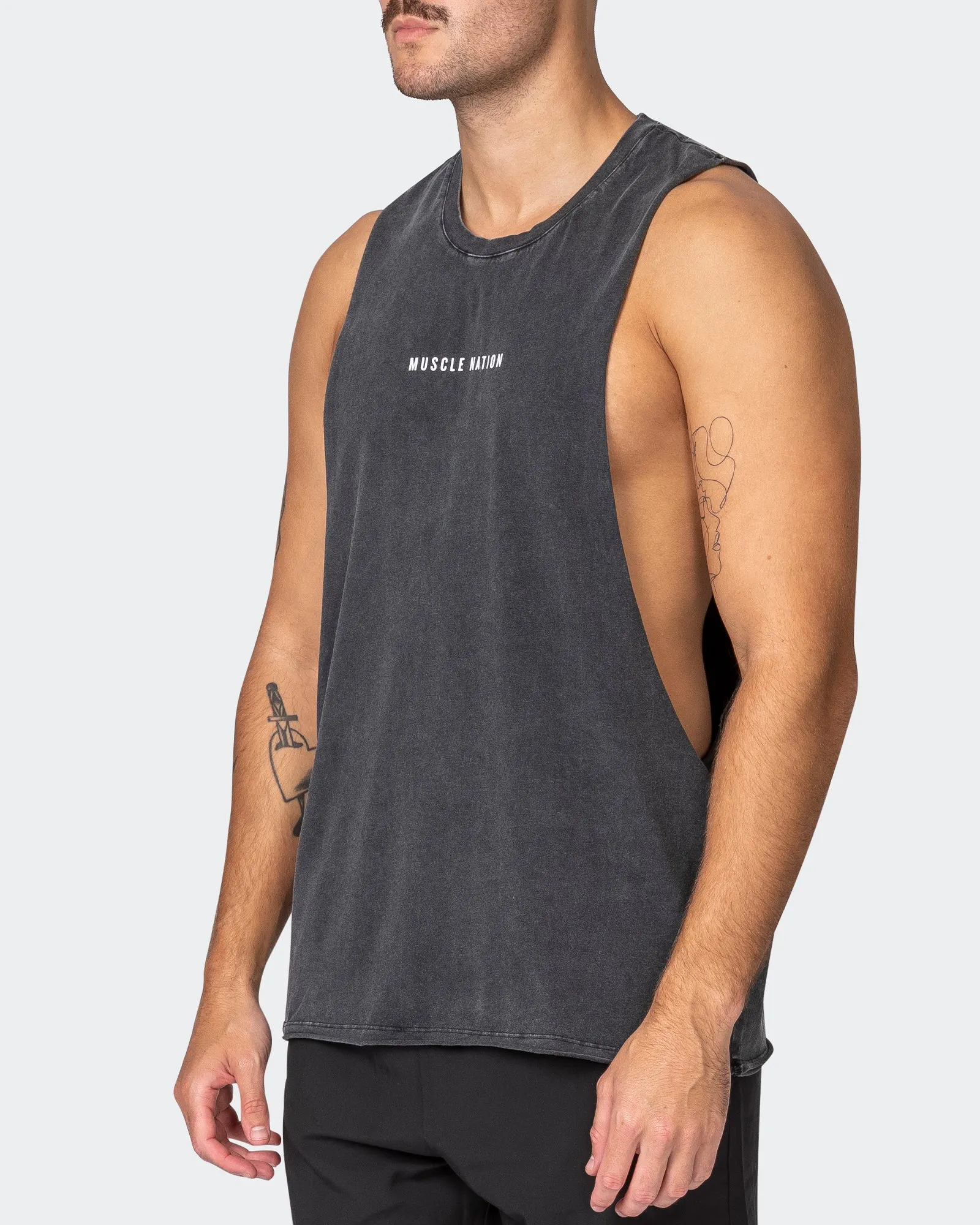 Ultra Drop Arm Vintage Tank - Washed Black sold by Muscle Nation product image thumbnail 4