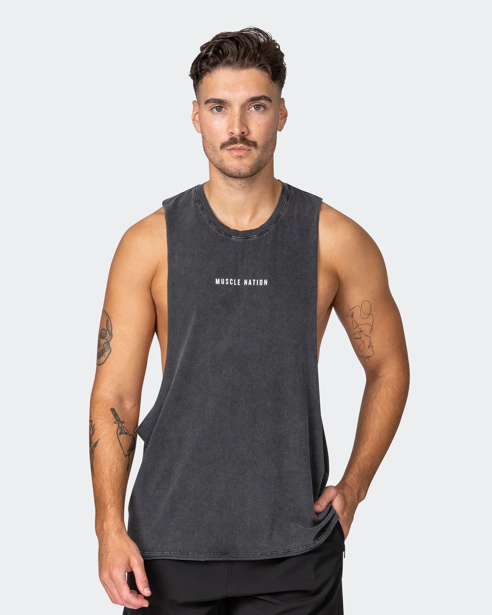Ultra Drop Arm Vintage Tank - Washed Black sold by Muscle Nation product image thumbnail 2