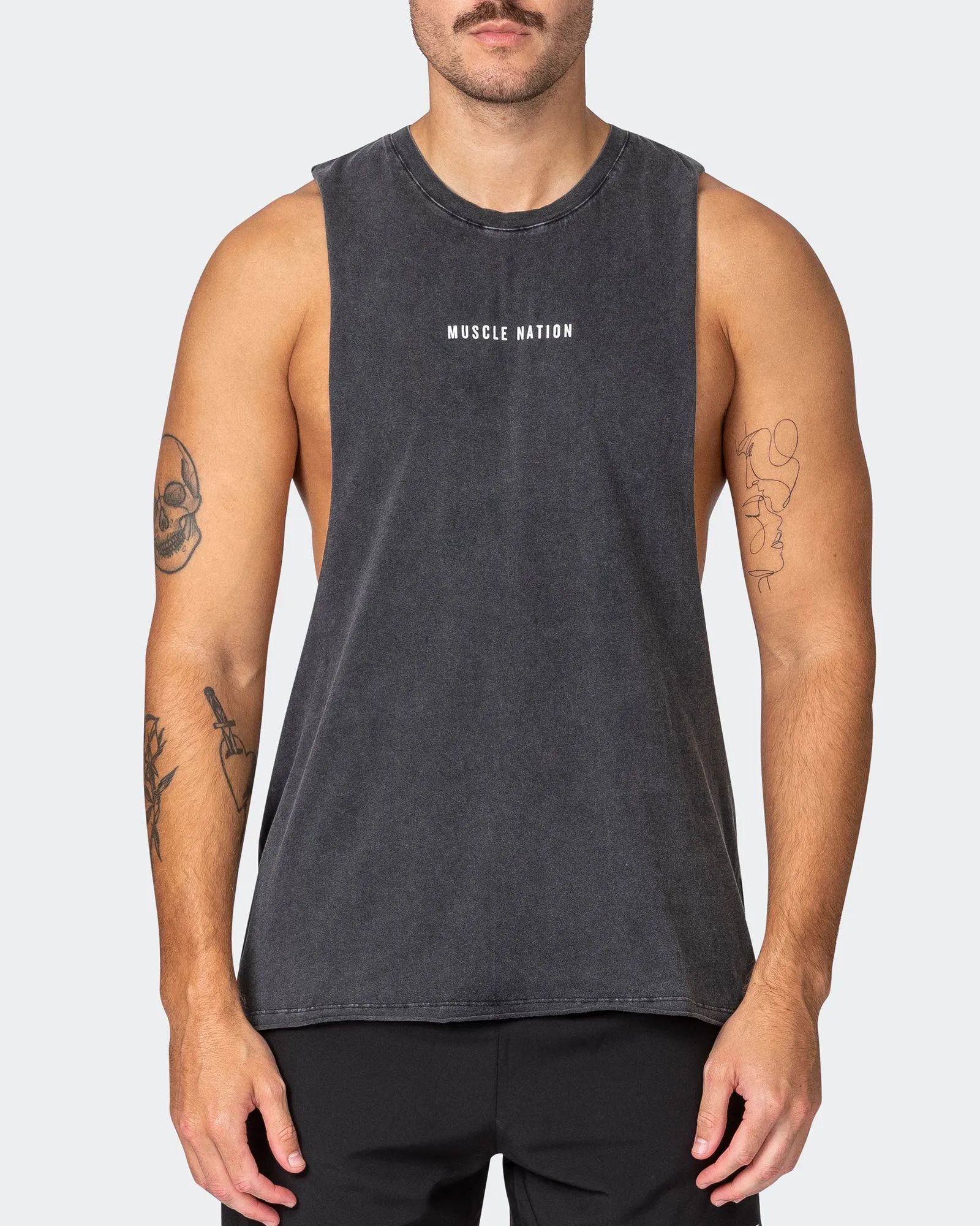 Ultra Drop Arm Vintage Tank - Washed Black sold by Muscle Nation product image thumbnail 3